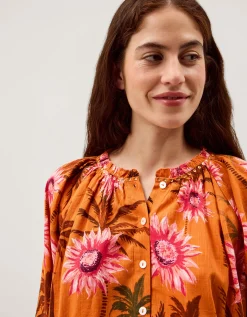 Fallon Floral Print Blouse Orange