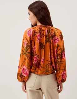 Fallon Floral Print Blouse Orange