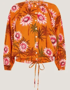 Fallon Floral Print Blouse Orange