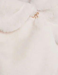 Faux Fur Collared Shrug Ivory