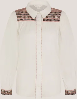 Felicity Embroidered Cotton Shirt White