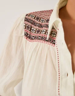 Felicity Embroidered Cotton Shirt White