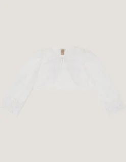 Felicity Embroidered Mesh Cardigan White