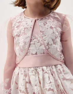 Felicity Embroidered Mesh Cardigan Pink
