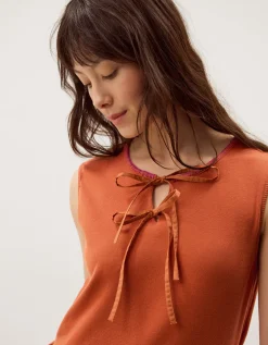 Fiona Sleeveless Floral Embroidered Maxi Dress Orange