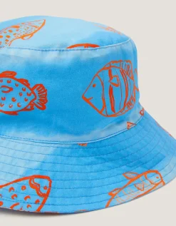 Fish Print Bucket Hat Blue