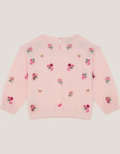 Floral Broderie Bow Sweatshirt Pink