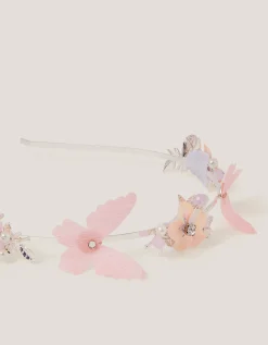 Floral Butterfly Embellished Metal Headband