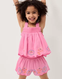 Floral Embroidered Cami Top & Shorts Set Pink