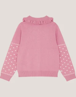 Floral Embroidered Collar Cardigan Pink