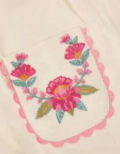 Floral Embroidered Long Sleeve Top Ivory