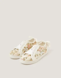 Floral Embroidered Trainers Gold