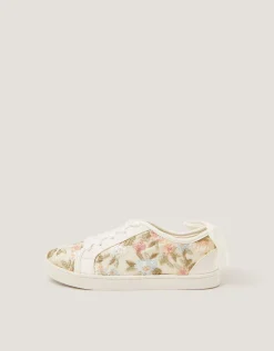 Floral Embroidered Trainers Gold