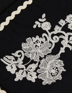 Floral Embroidered Waistcoat Black