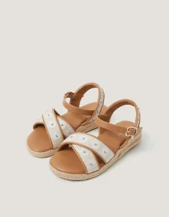 Floral Espadrille Wedge Sandals Natural