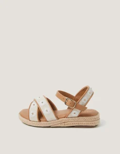 Floral Espadrille Wedge Sandals Natural