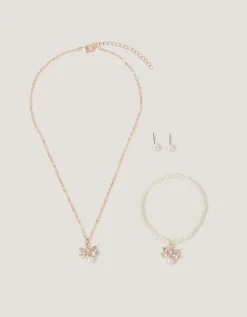 Floral Pearl Bow Jewellery Set