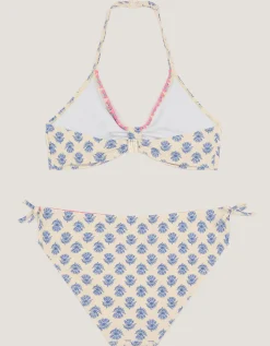 Floral Print Halter Bikini Set White