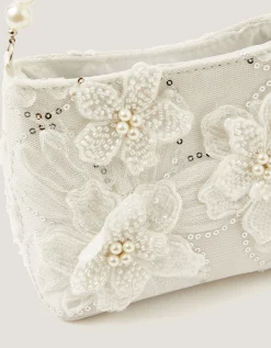 Flower Embellished Mesh Bag