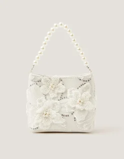 Flower Embellished Mesh Bag