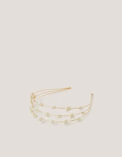 Flower Pearl Wire Headband Ivory