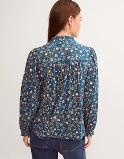 Francine Floral Jersey Blouse Teal