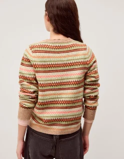 Fran Front Tie Fair Isle Cardigan Natural