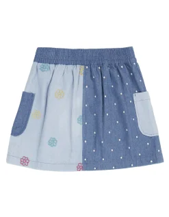 Frugi Embroidered Denim Skirt Blue