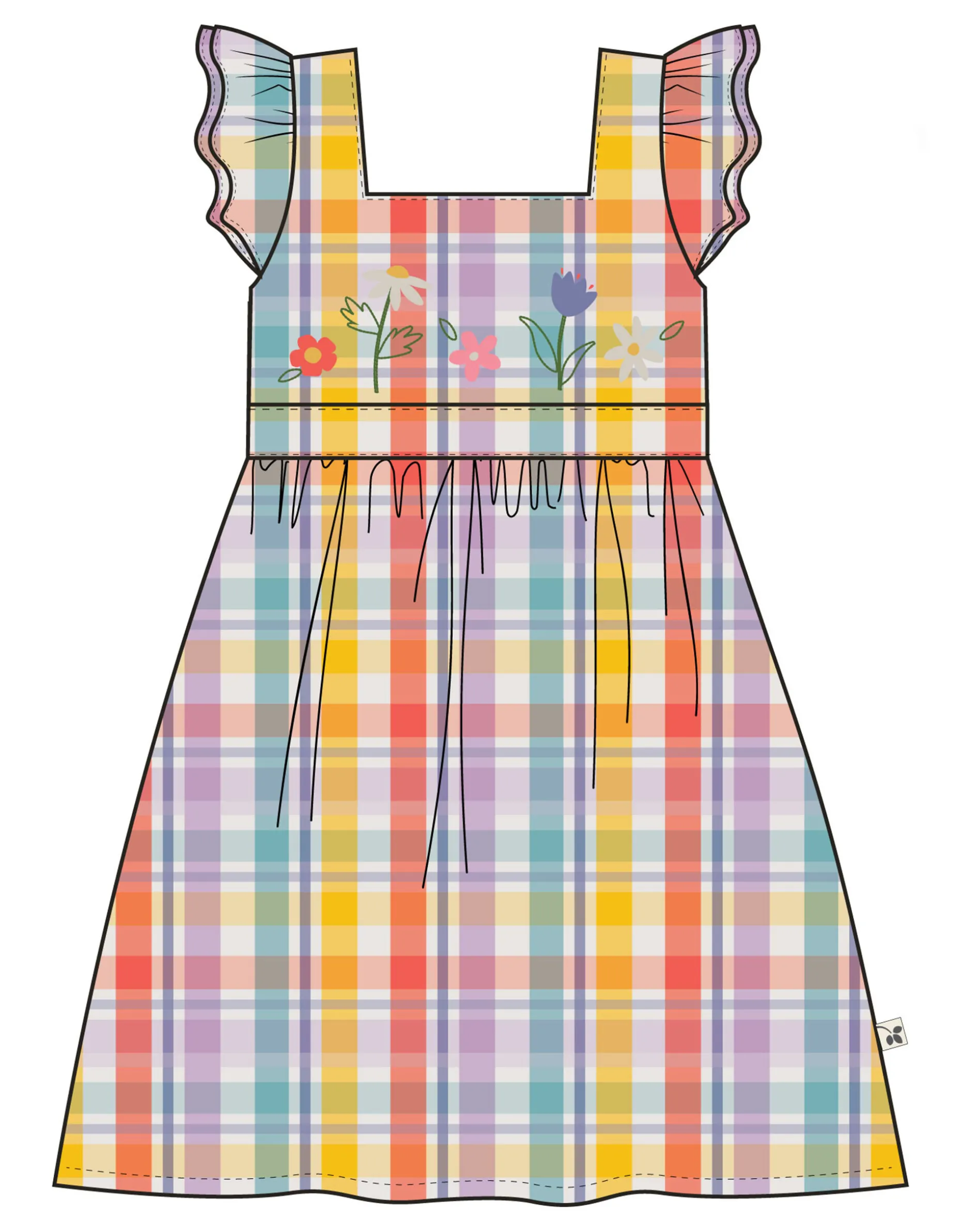 Frugi Hyacinth Check Print Dress Multi