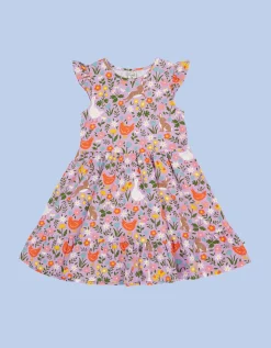 Frugi Olivia Printed Skater Dress Purple