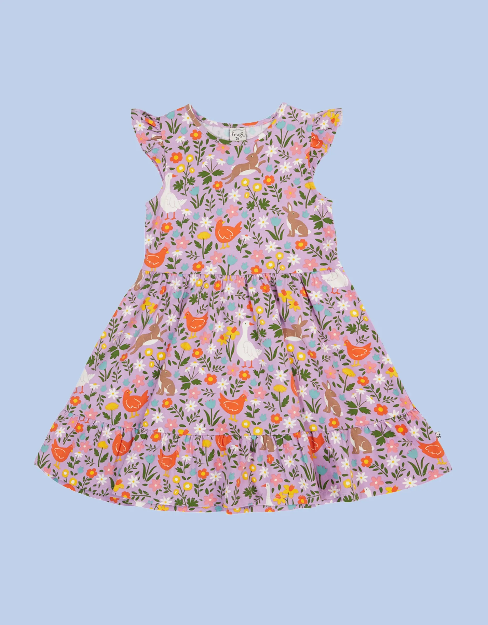 Frugi Olivia Printed Skater Dress Purple