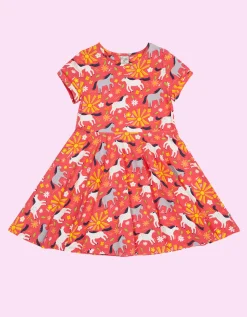 Frugi Spring Printed Skater Dress Pink