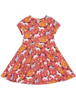 Frugi Spring Printed Skater Dress Pink