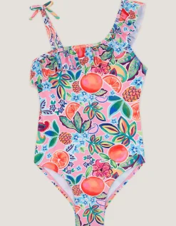 Fruit Print Asymmetrical Swimsuit Pink