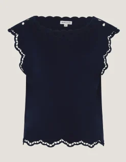 Gaia Floral Cutwork Top Blue