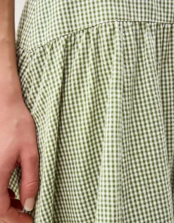 Gaia Gingham Midi Skirt Green
