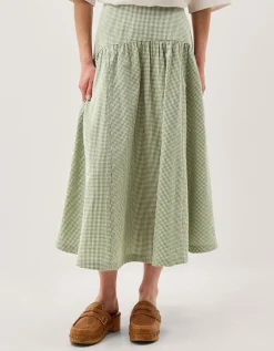 Gaia Gingham Midi Skirt Green