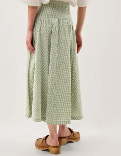 Gaia Gingham Midi Skirt Green