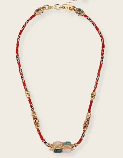 Gas Bijoux Lima Talisman Stone Hand-Woven Cord Necklace