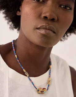 Gas Bijoux Lima Talisman Stone Hand-Woven Cord Necklace