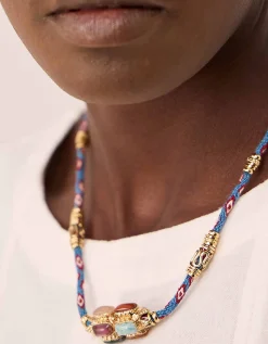 Gas Bijoux Lima Talisman Stone Hand-Woven Cord Necklace