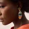 Gas Bijoux Sao Gold-Plated Rainbow Feather Drop Earrings