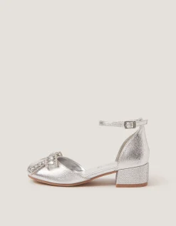 Gemstone Bow Two Part Heels Silver