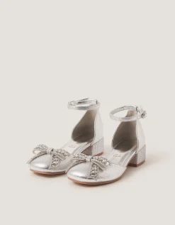 Gemstone Bow Two Part Heels Silver