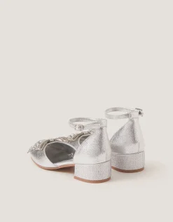 Gemstone Bow Two Part Heels Silver