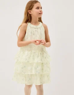 Georgie Sequin Jacquard Tiered Party Dress Ivory