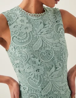 Gianna Sleeveless Lace Midi Dress Green