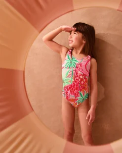 Giraffe Print Swimsuit Orange