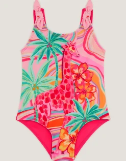 Giraffe Print Swimsuit Orange