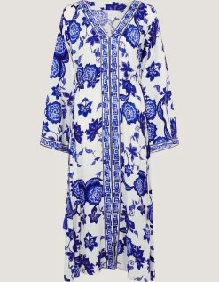 Gloria Floral Print Maxi Beach Dress Blue